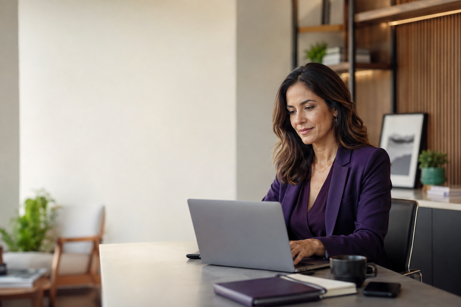 Empresária analisando suas informações financeiras com clareza
